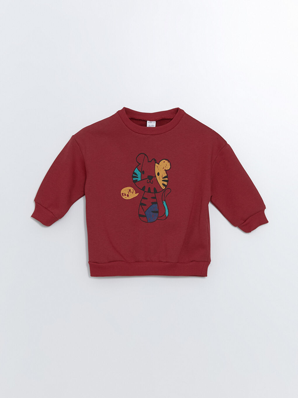 LCW ECO Bordo Bisiklet Yaka Baskılı Erkek Bebek Sweatshirt