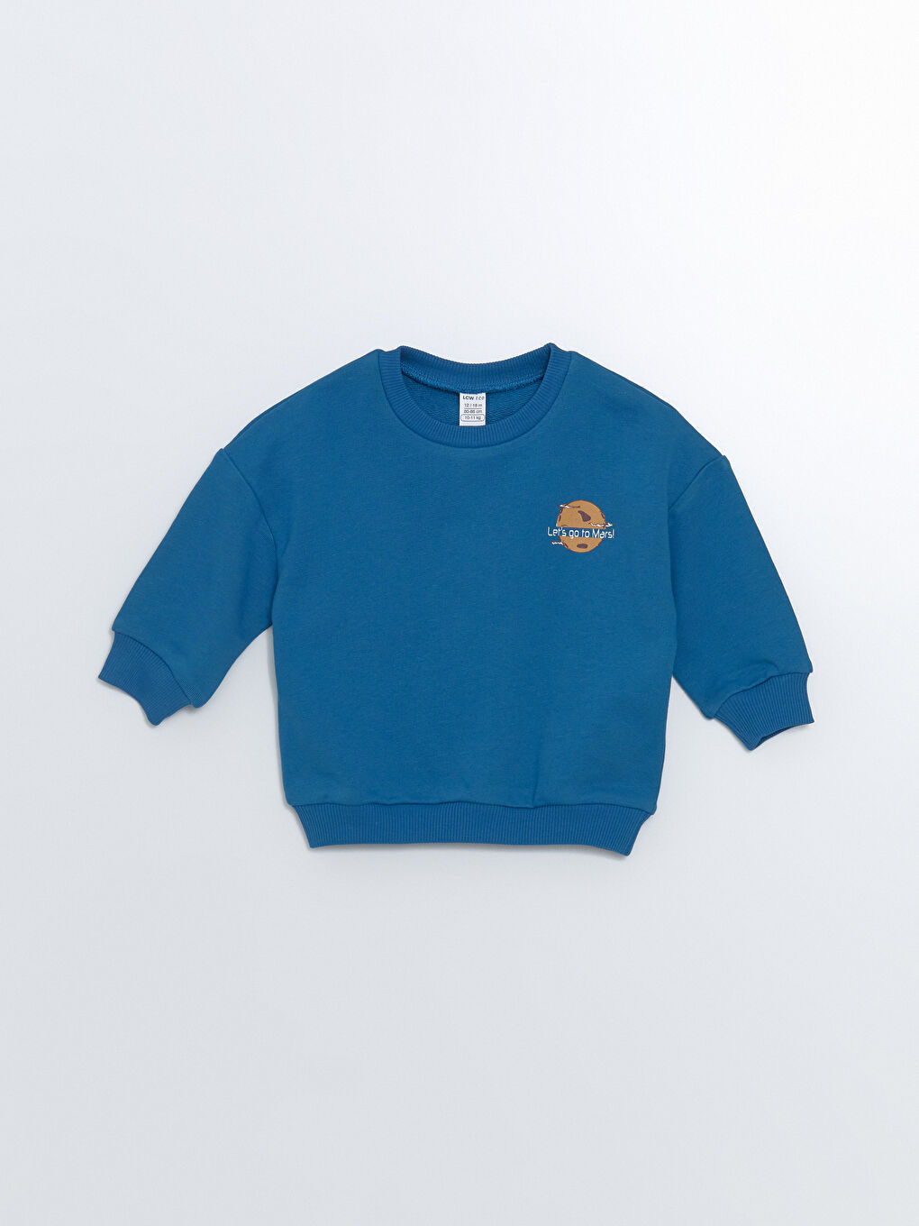 LCW ECO Petrol Bisiklet Yaka Baskılı Erkek Bebek Sweatshirt