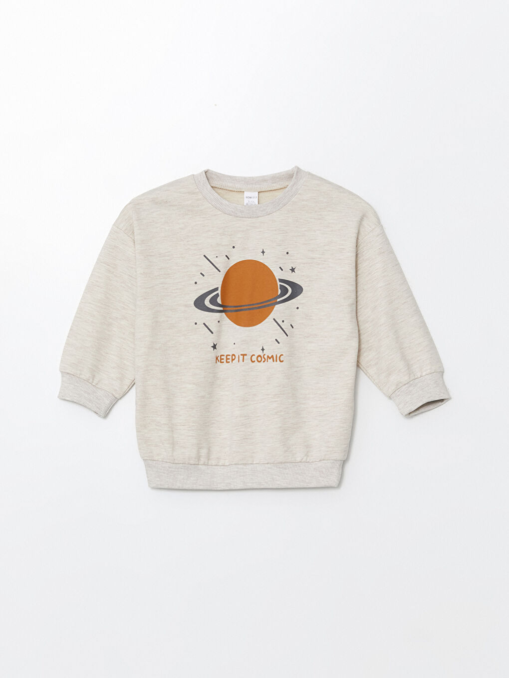 LCW ECO Kar Beyazı Melanj Bisiklet Yaka Baskılı Erkek Bebek Sweatshirt