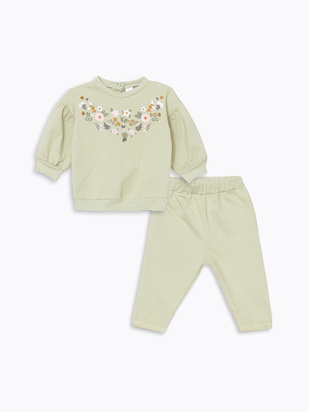 Flower Embroidered Baby Girls Sweatshirt and Leggings Pants 2 Pack