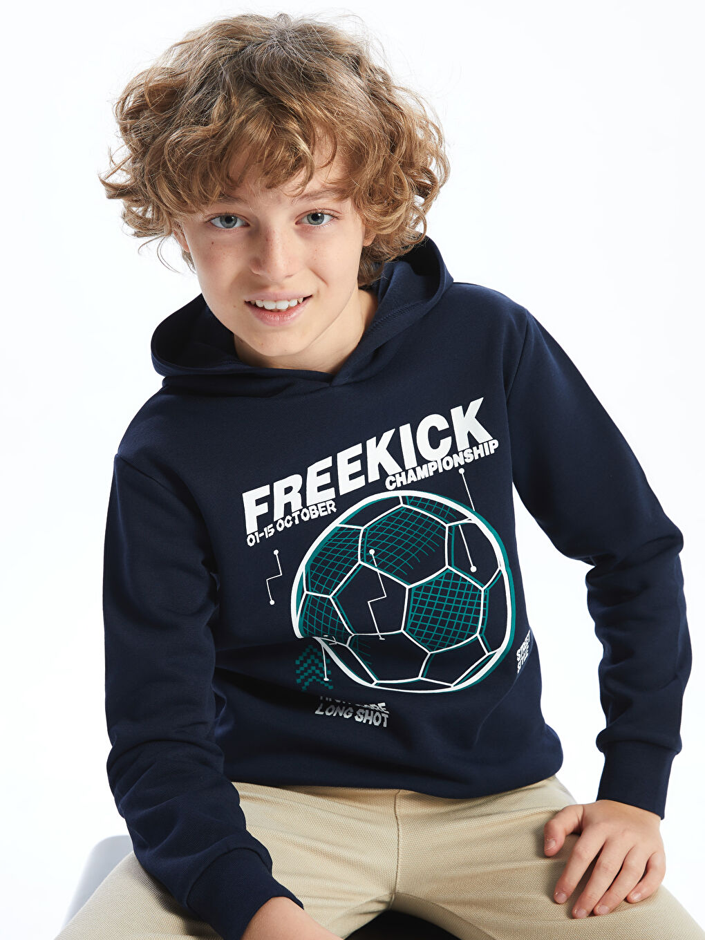 Lacivert Kapüşonlu Erkek Çocuk Kalın Sweatshirt