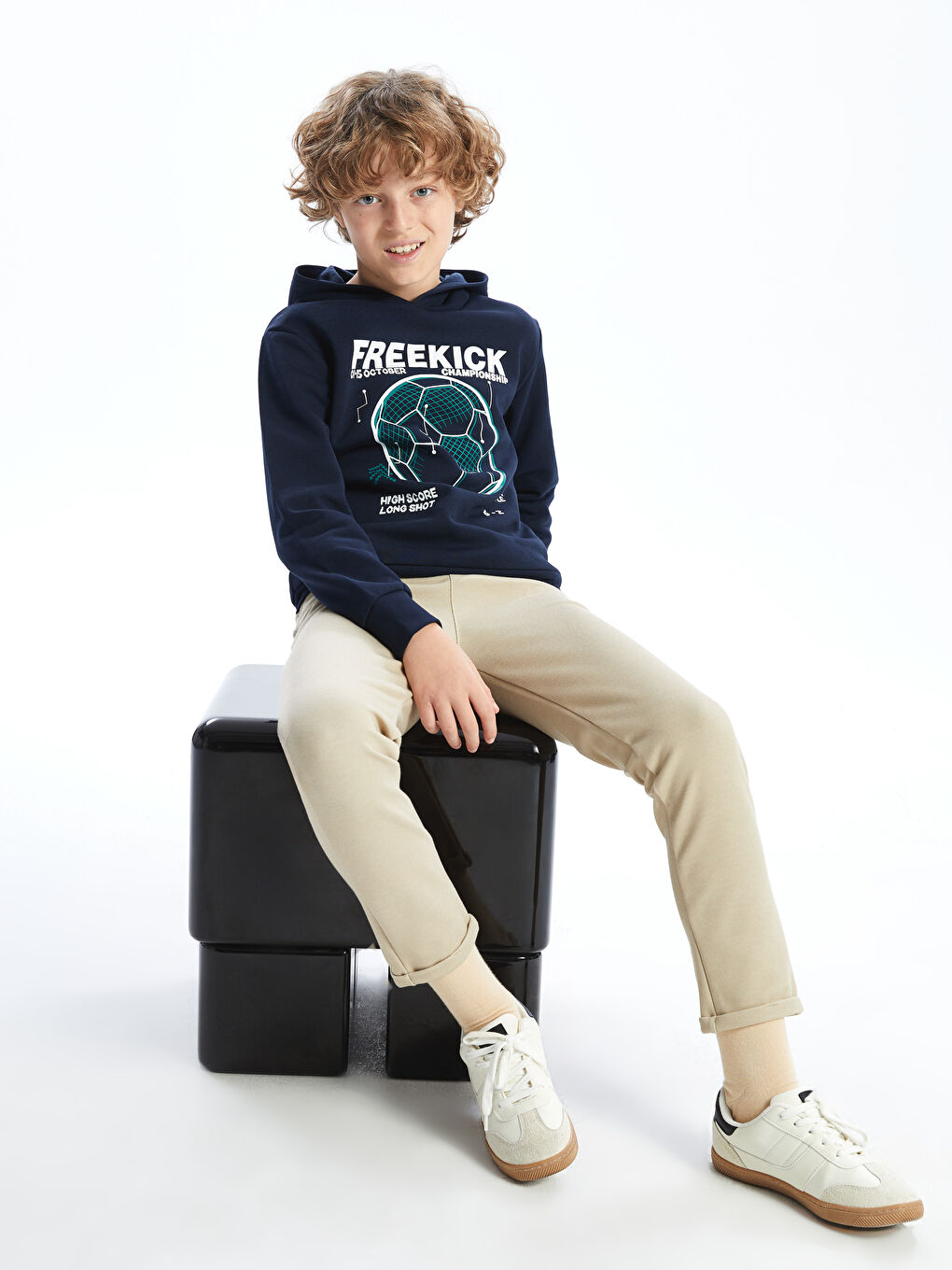 Lacivert Kapüşonlu Erkek Çocuk Kalın Sweatshirt-1