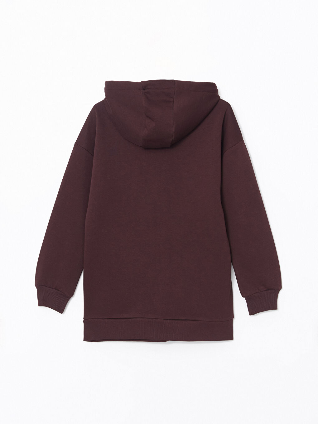 LCW Modest Mürdüm Kapüşonlu Kadın Kalın Sweatshirt Tunik - 2