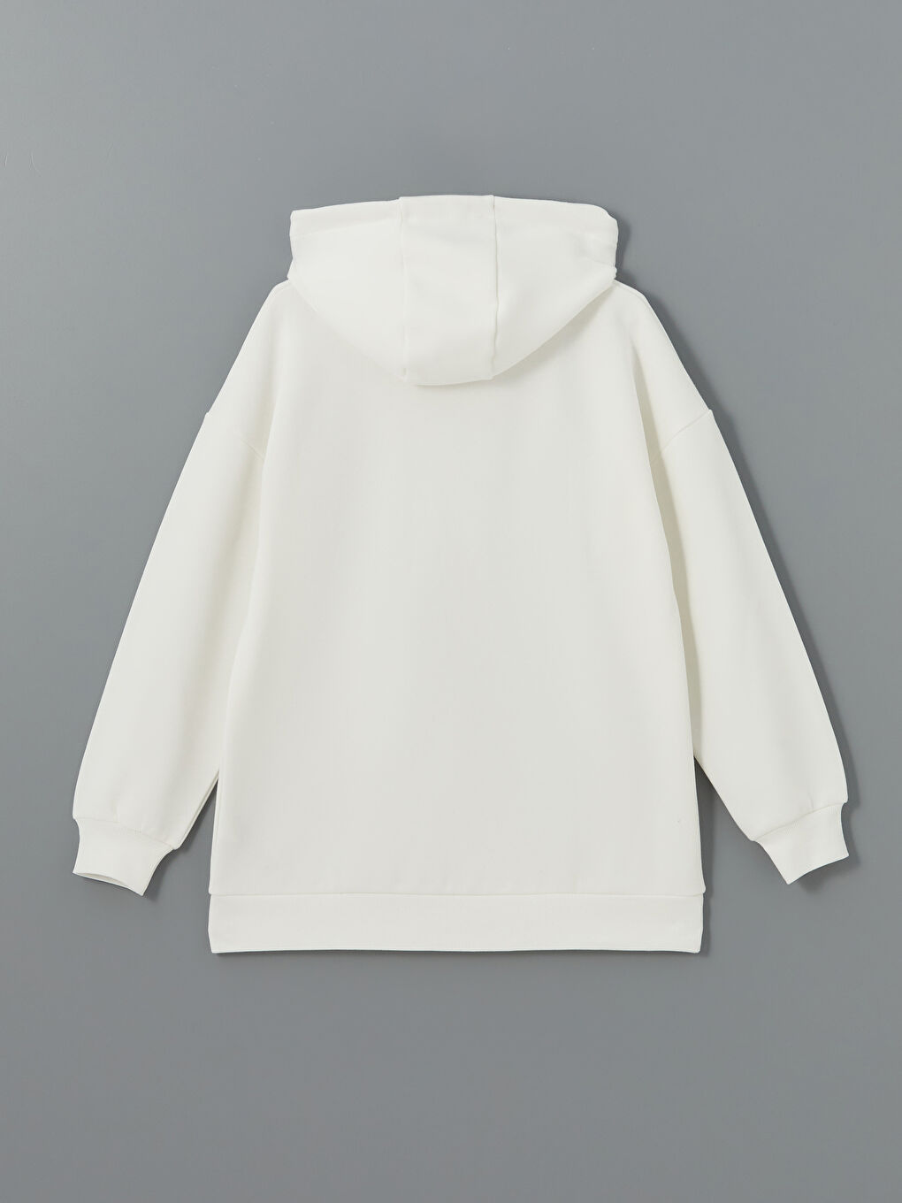 LCW Modest Beyaz Kapüşonlu Kadın Kalın Sweatshirt Tunik - 5