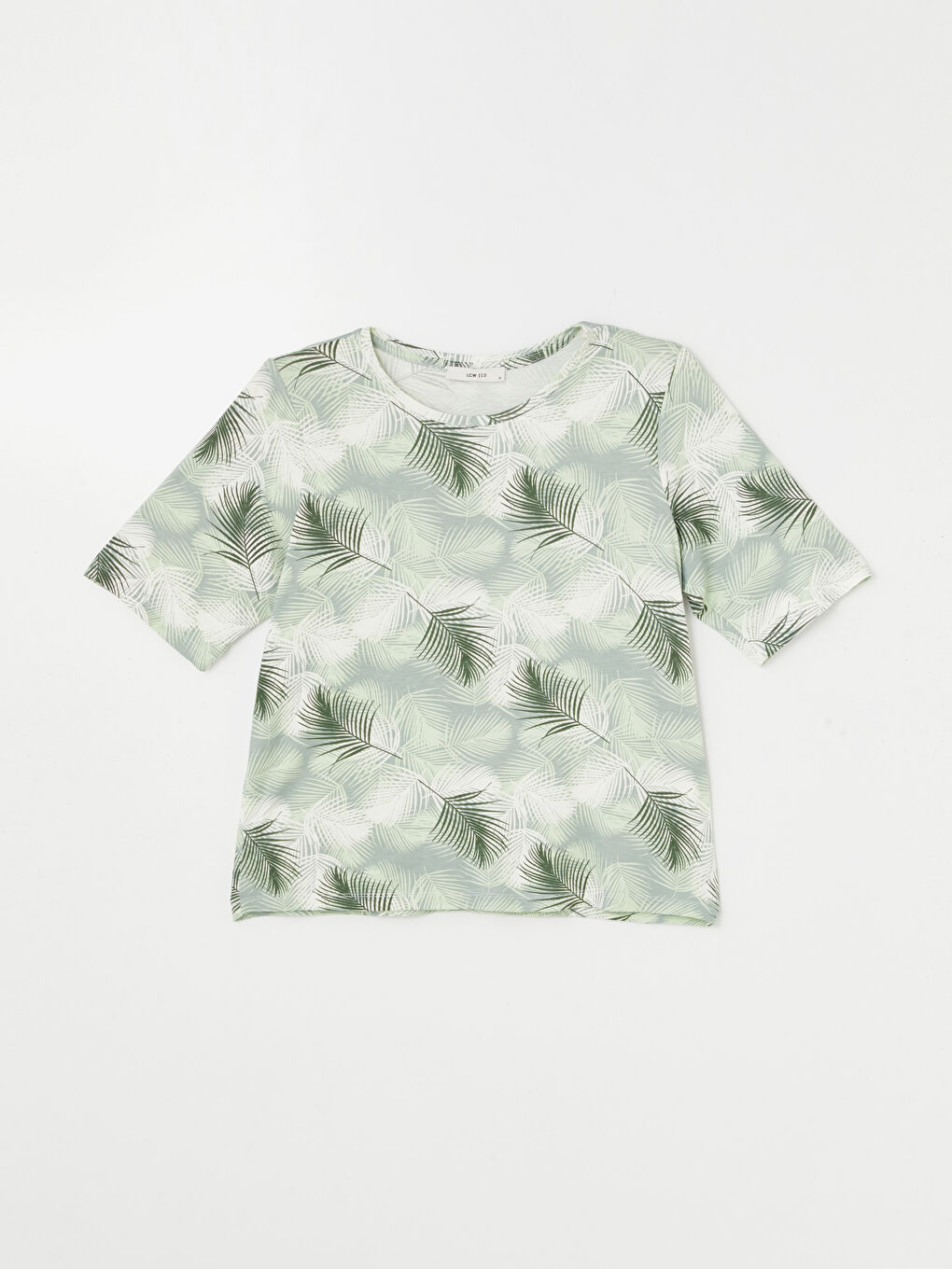 LCW ECO Crew Neck Patterned Short Sleeve Women's T-Shirt -W4I659Z8-LRR