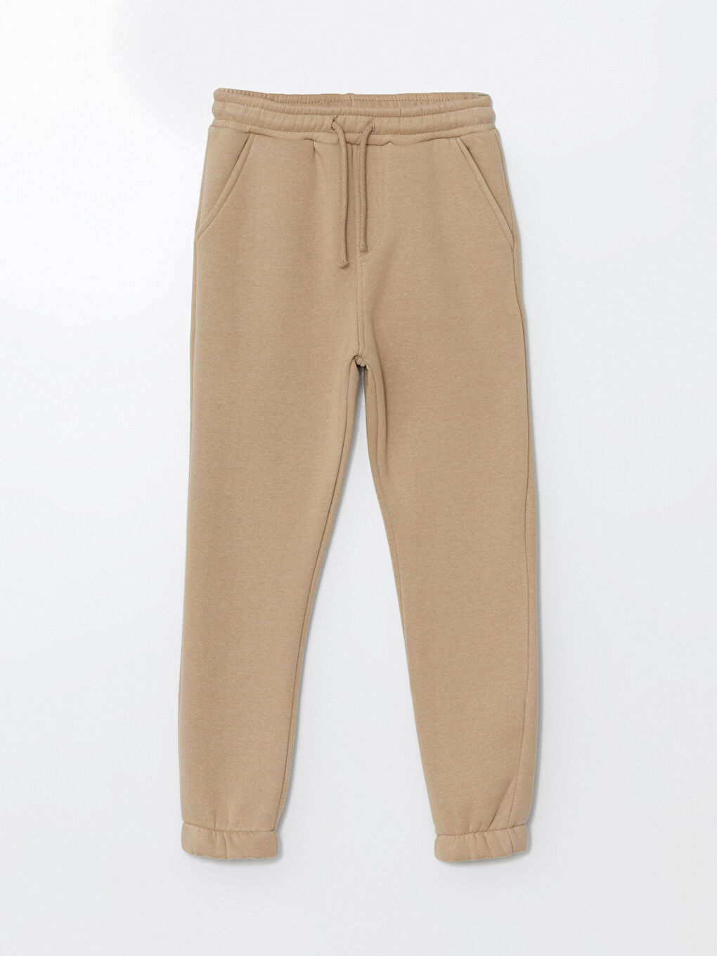 Bej Beli Lastikli Erkek Çocuk Kalın Jogger Eşofman Altı