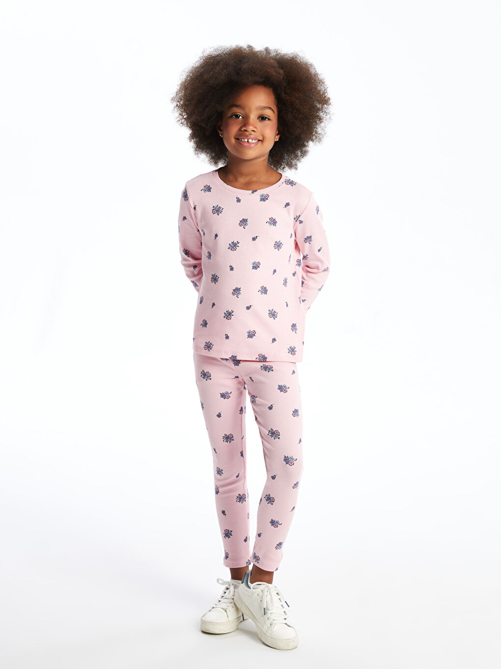 Pembe Beli Lastikli Kız Bebek Baskılı Tayt