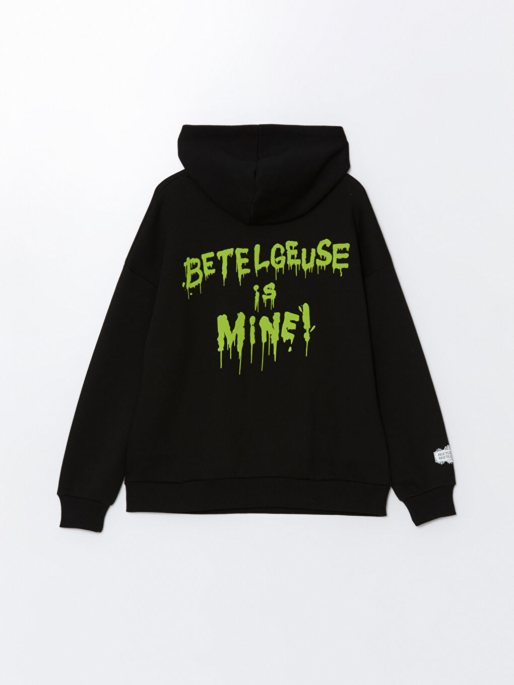 XSIDE Yeni Siyah Beetlejuice Baskılı Oversize Kadın Hoodie - 2