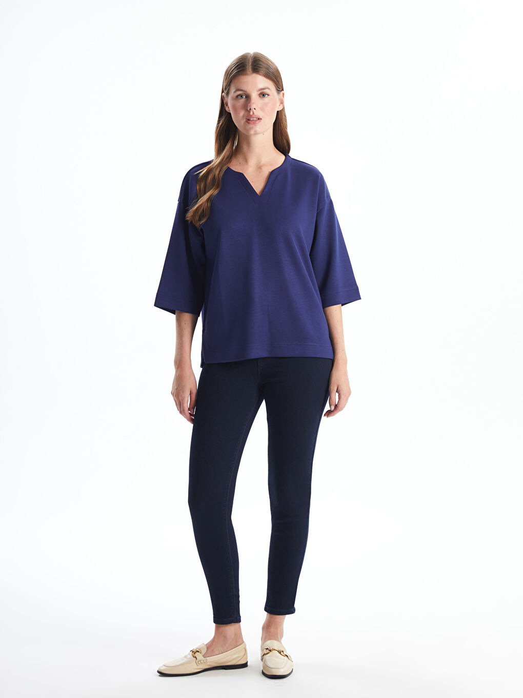 Notch Neck Women's Blouse-1