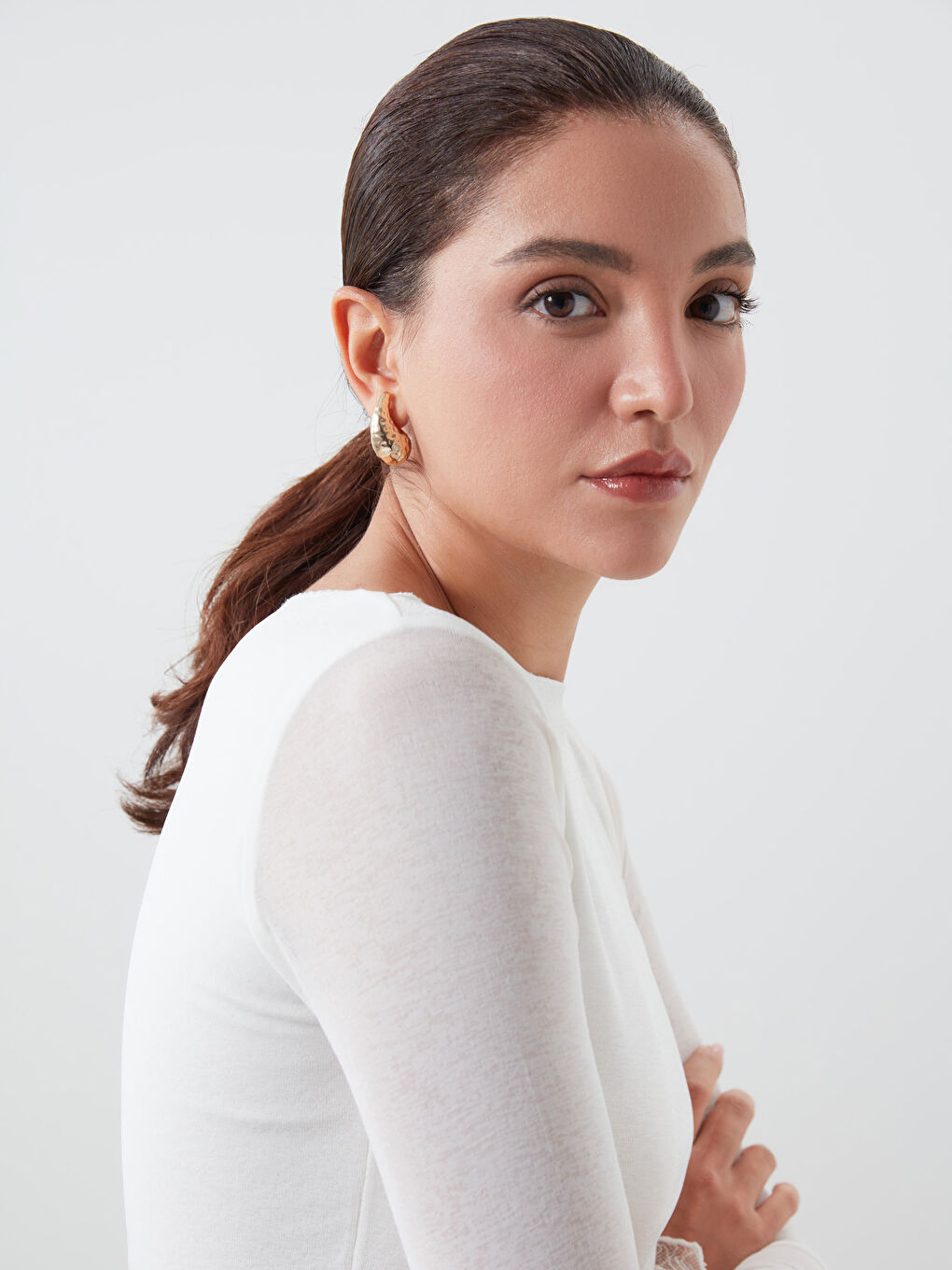 Sarı Damla Figürlü Kadın Küpe-1