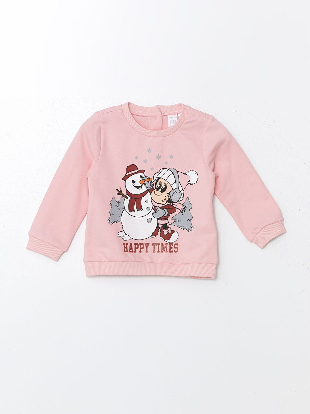 LCW ECO Pembe Bisiklet Yaka Uzun Kollu Kız Bebek Sweatshirt ve Eşofman Alt 2'li Takım - 1