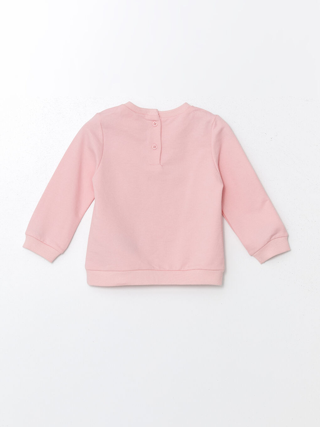 LCW ECO Pembe Bisiklet Yaka Uzun Kollu Kız Bebek Sweatshirt ve Eşofman Alt 2'li Takım - 2