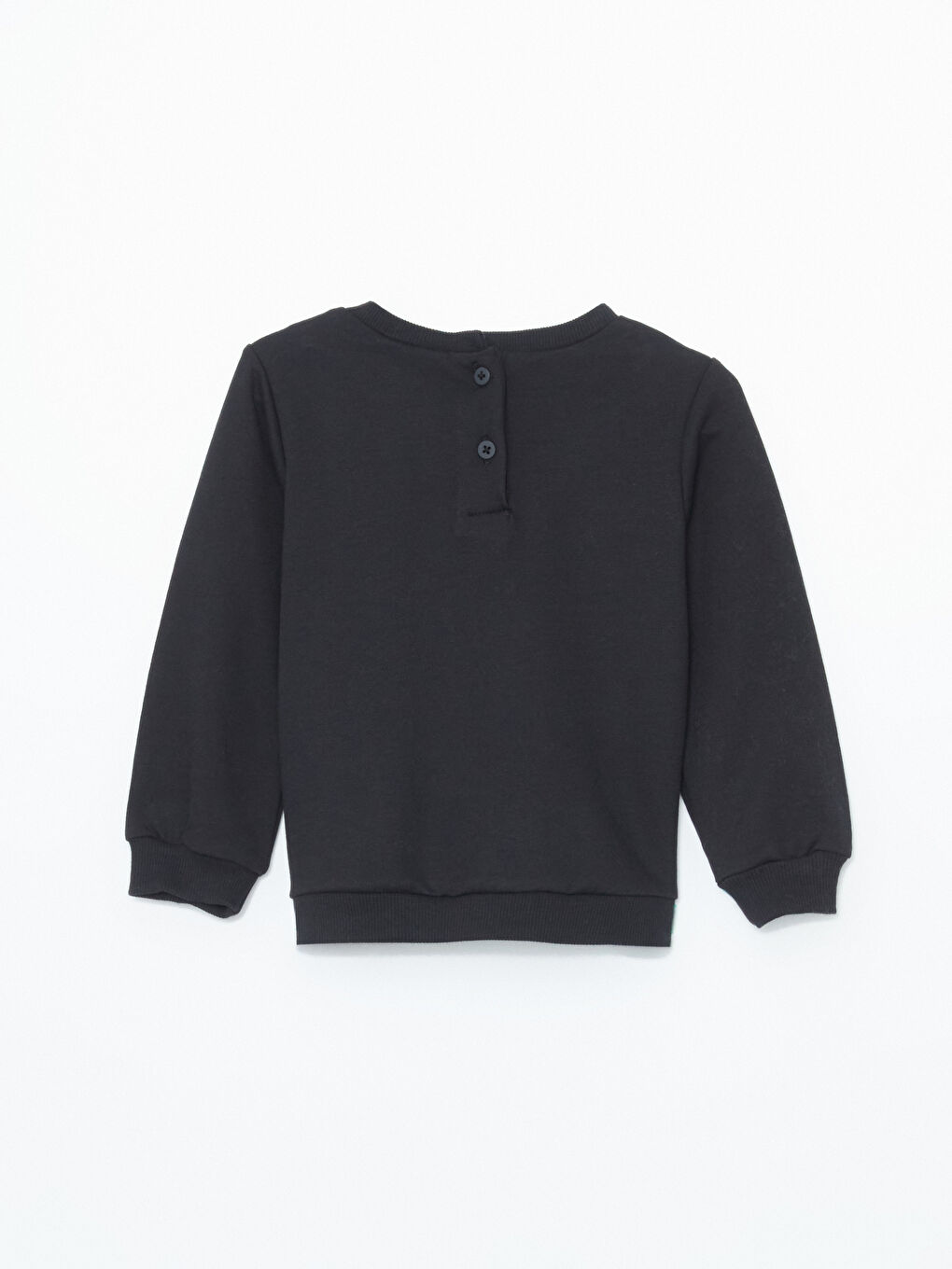 Siyah Bisiklet Yaka Baskılı Kız Çocuk Sweatshirt-1