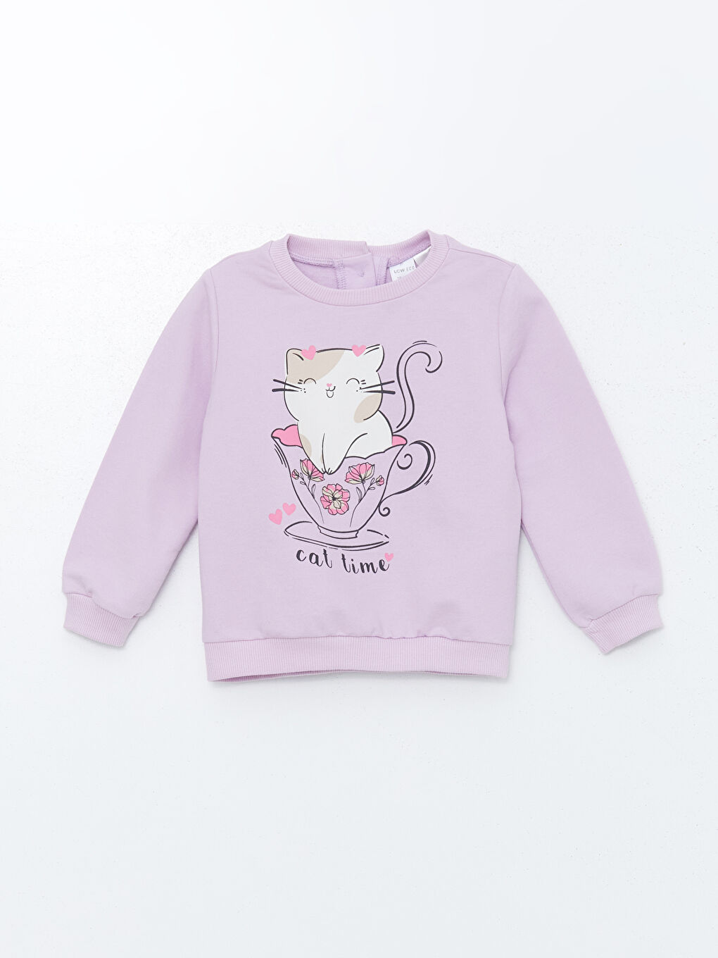 LCW ECO Lila Bisiklet Yaka Uzun Kollu Kız Bebek Sweatshirt ve Eşofman Alt 2'li Takım - 1