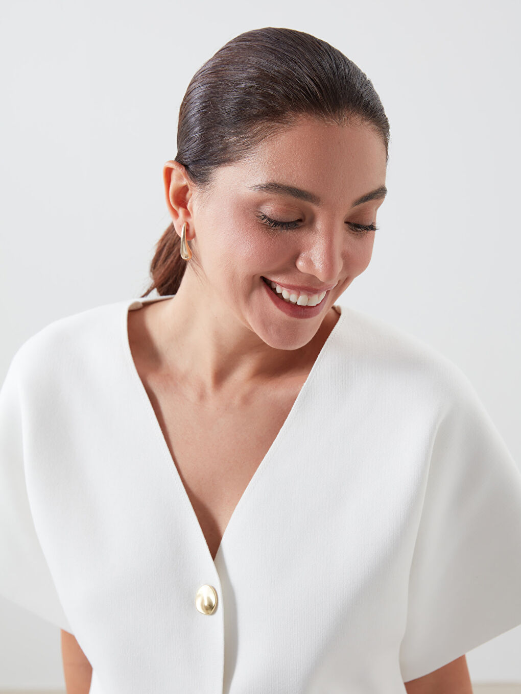 Sarı Damla Figürlü Kadın Küpe-1