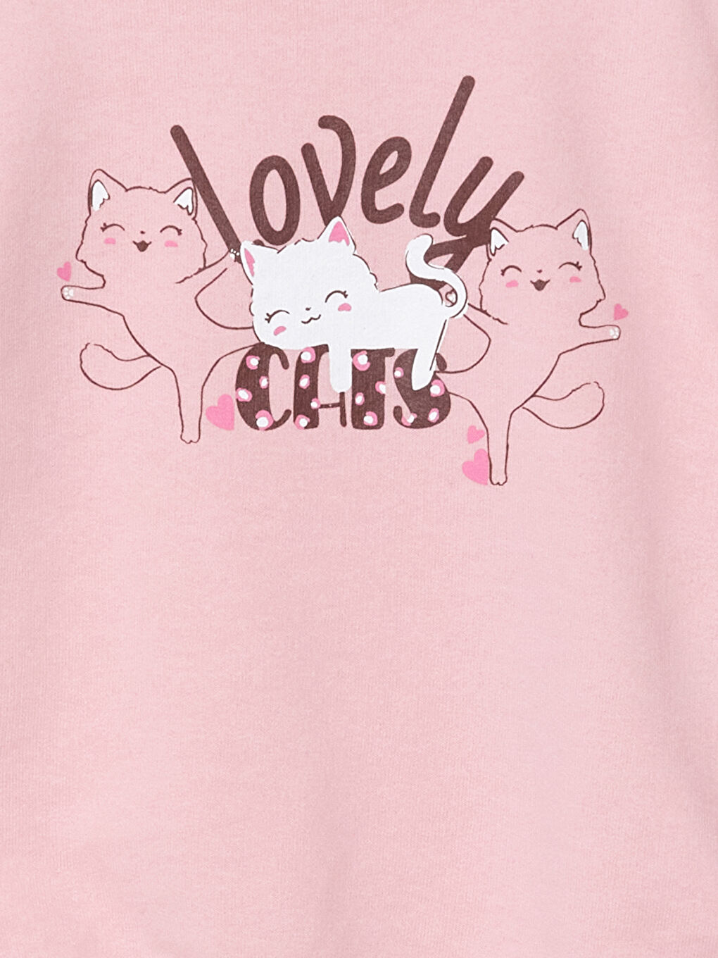 LCW ECO Pembe Bisiklet Yaka Baskılı Kız Bebek Sweatshirt ve Eşofman Alt 2'li Takım - 2