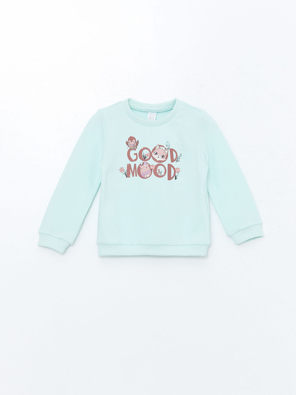 LCW ECO Nane Yeşili Bisiklet Yaka Baskılı Kız Bebek Sweatshirt ve Eşofman Alt 2'li Takım - 1