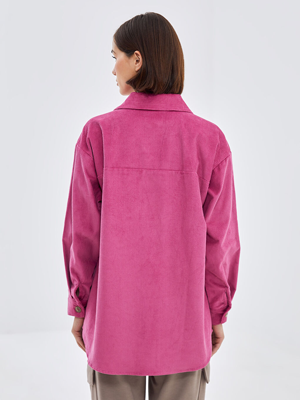 Textured Oversize Velvet Women's Shirt Jacket-3