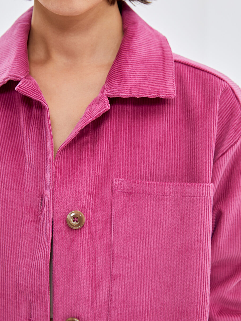 Textured Oversize Velvet Women's Shirt Jacket-2