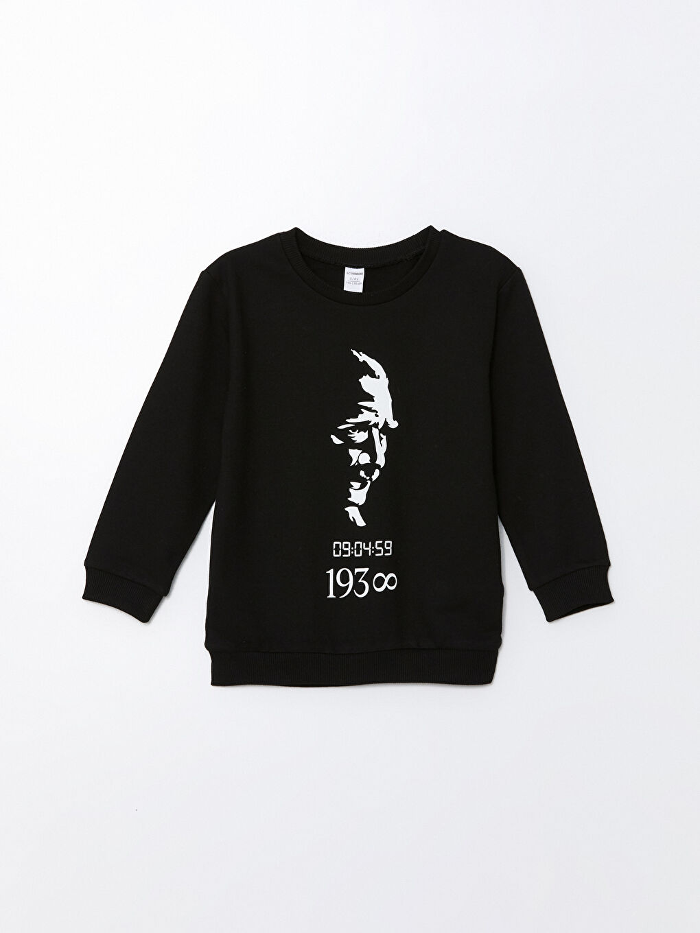 LCW Kids Yeni Siyah Bisiklet Yaka Uzun Kollu Atatürk Baskılı Erkek Bebek Sweatshirt