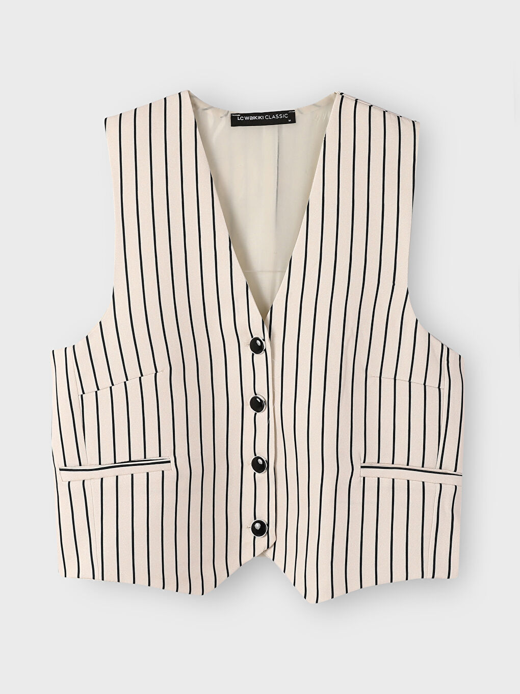 LCWAIKIKI Classic V-Neck Striped Women's Classic Waistcoat -W4IA92Z8-LFC