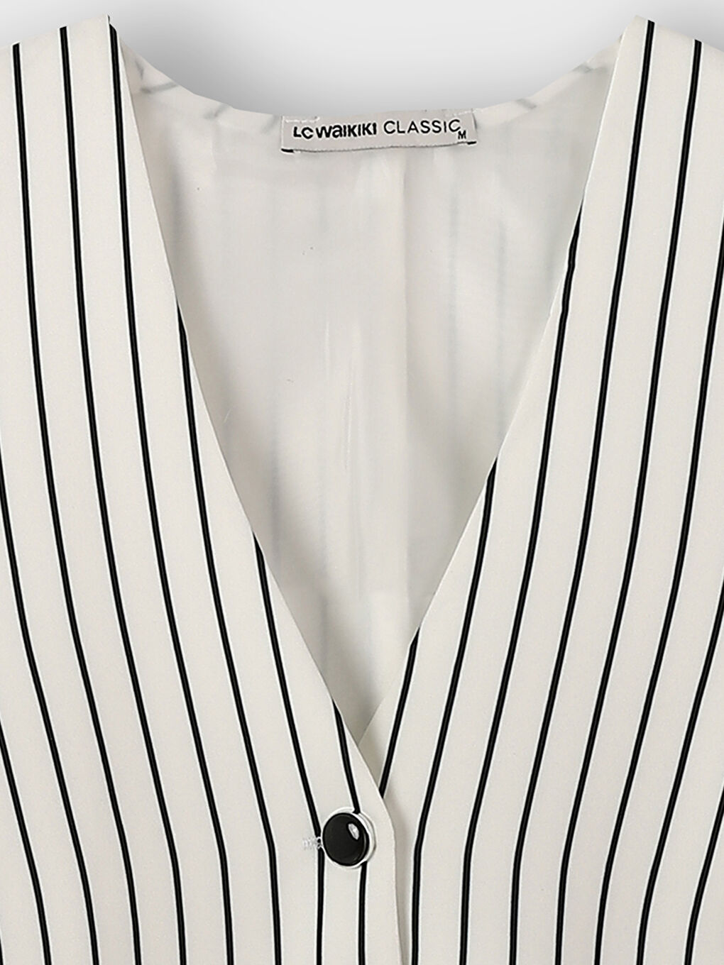 صدرية البدلة الكلاسيكية المخططة بياقة على شكل حرف V للسيدات-2