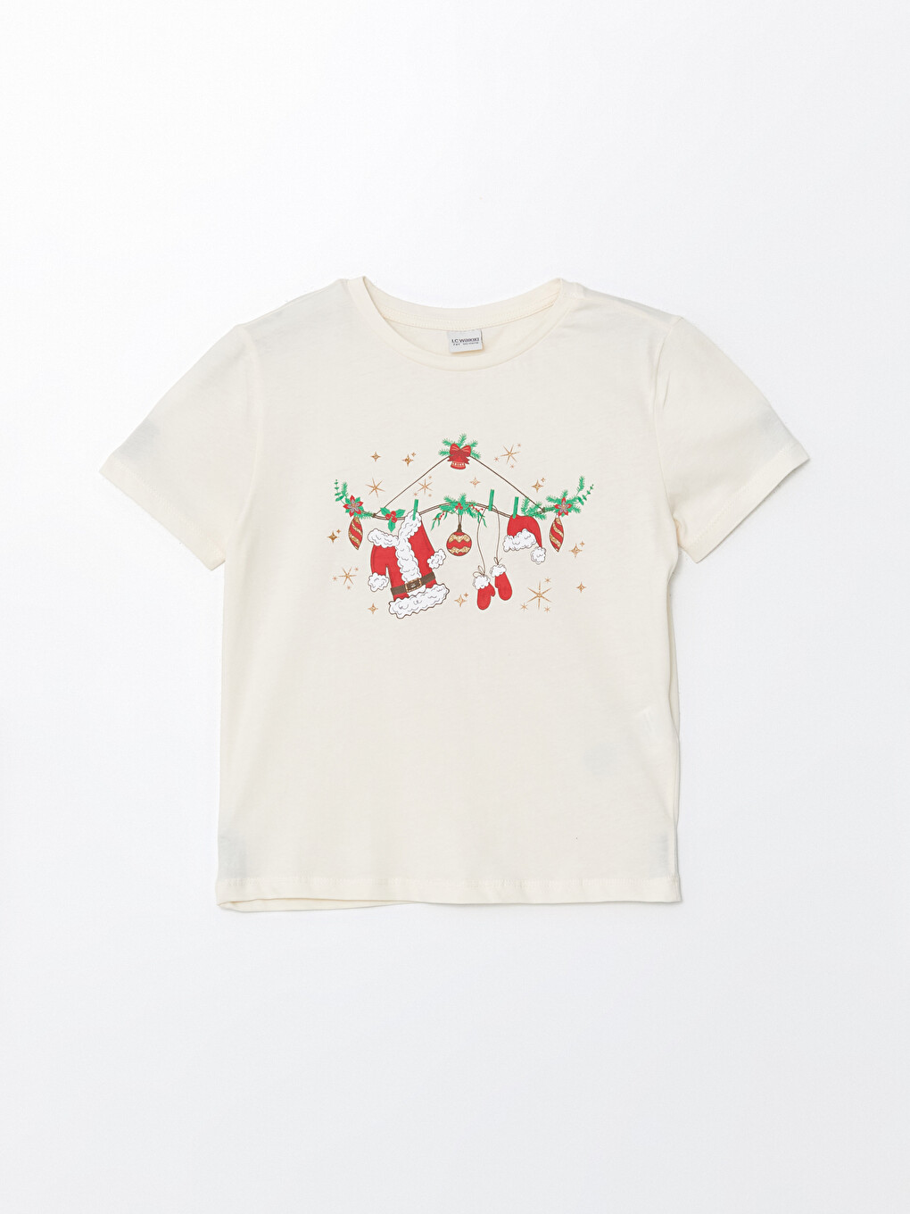 Crew Neck New Year Themed Girls' T-shirt