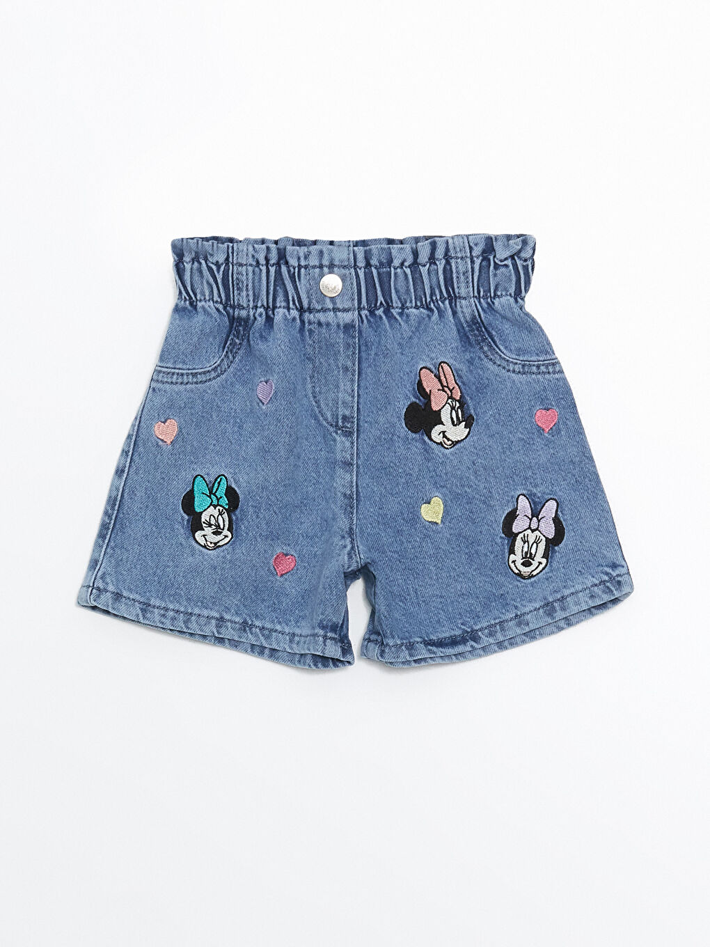 LCW Kids Karışık Beli Lastikli Minnie Mouse Nakışlı Kız Çocuk Jean Şort - 3