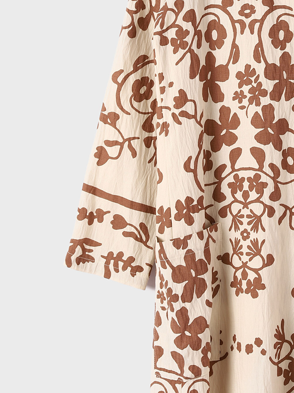 فستان قميص كم طويل منقوش للسيدات-1