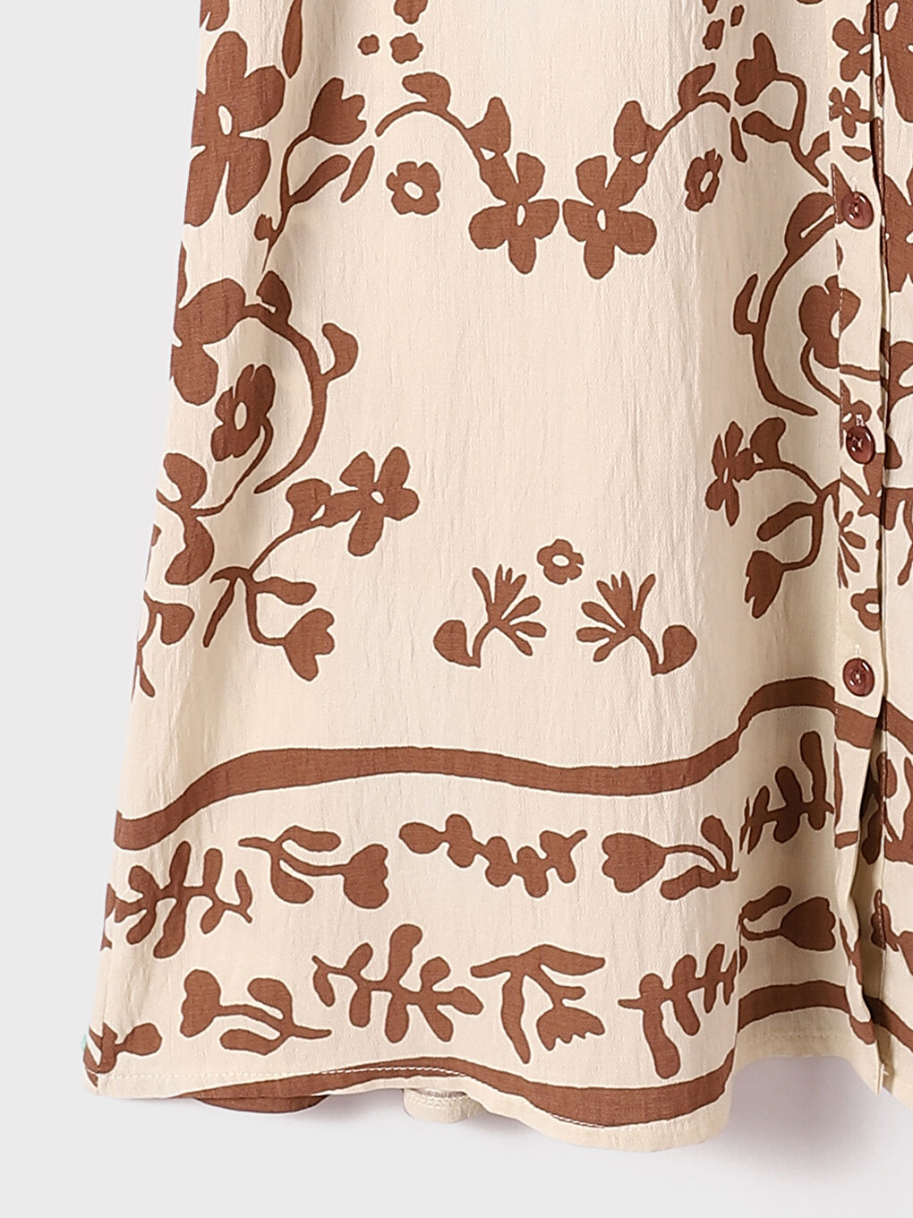 فستان قميص كم طويل منقوش للسيدات-2