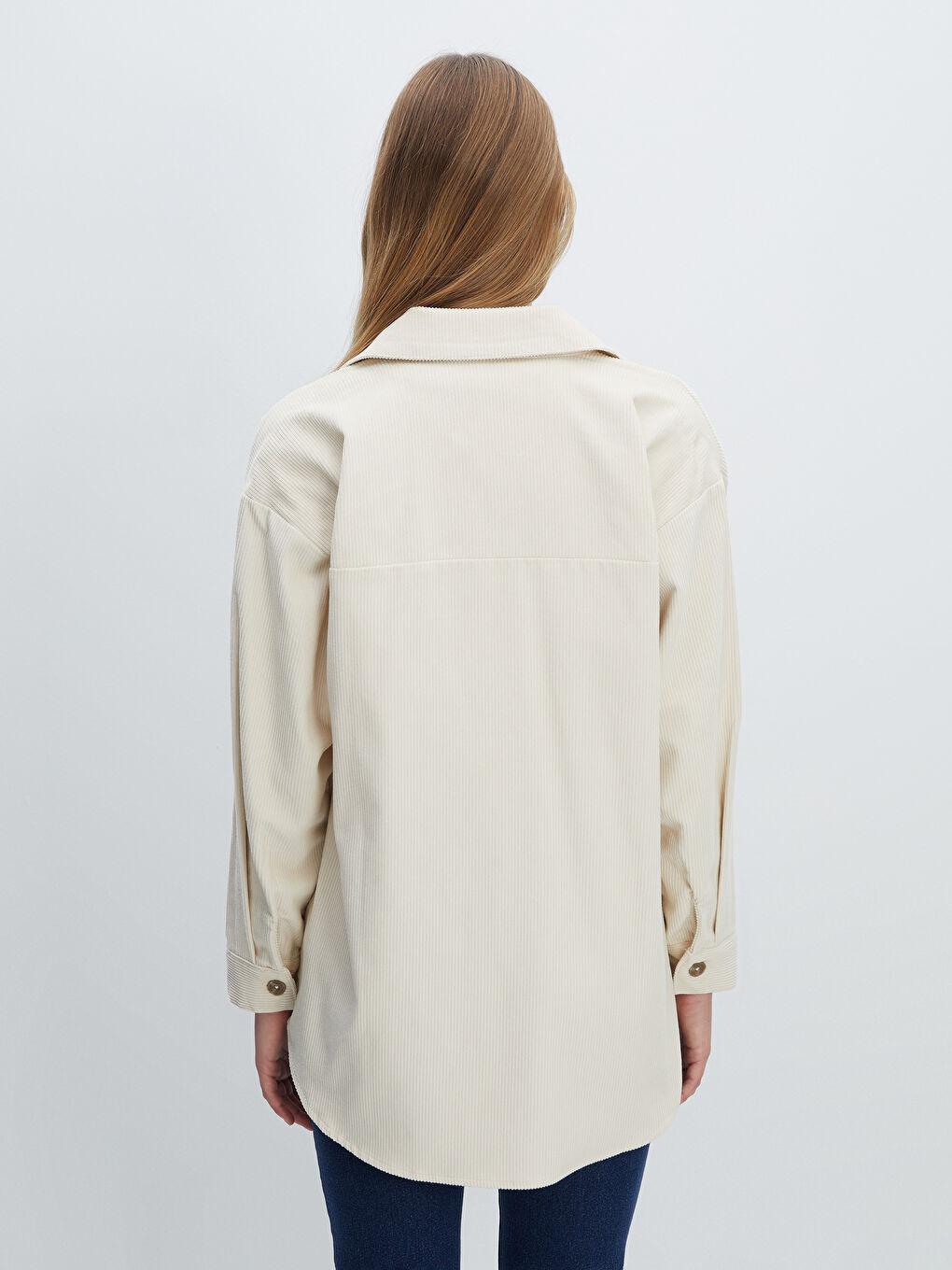 Textured Oversize Velvet Women's Shirt Jacket -W4IB28Z8-G5M