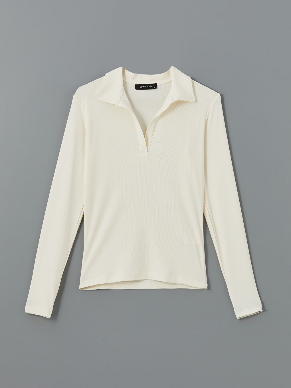 Polo Neck Long Sleeve Textured Women's Body-4