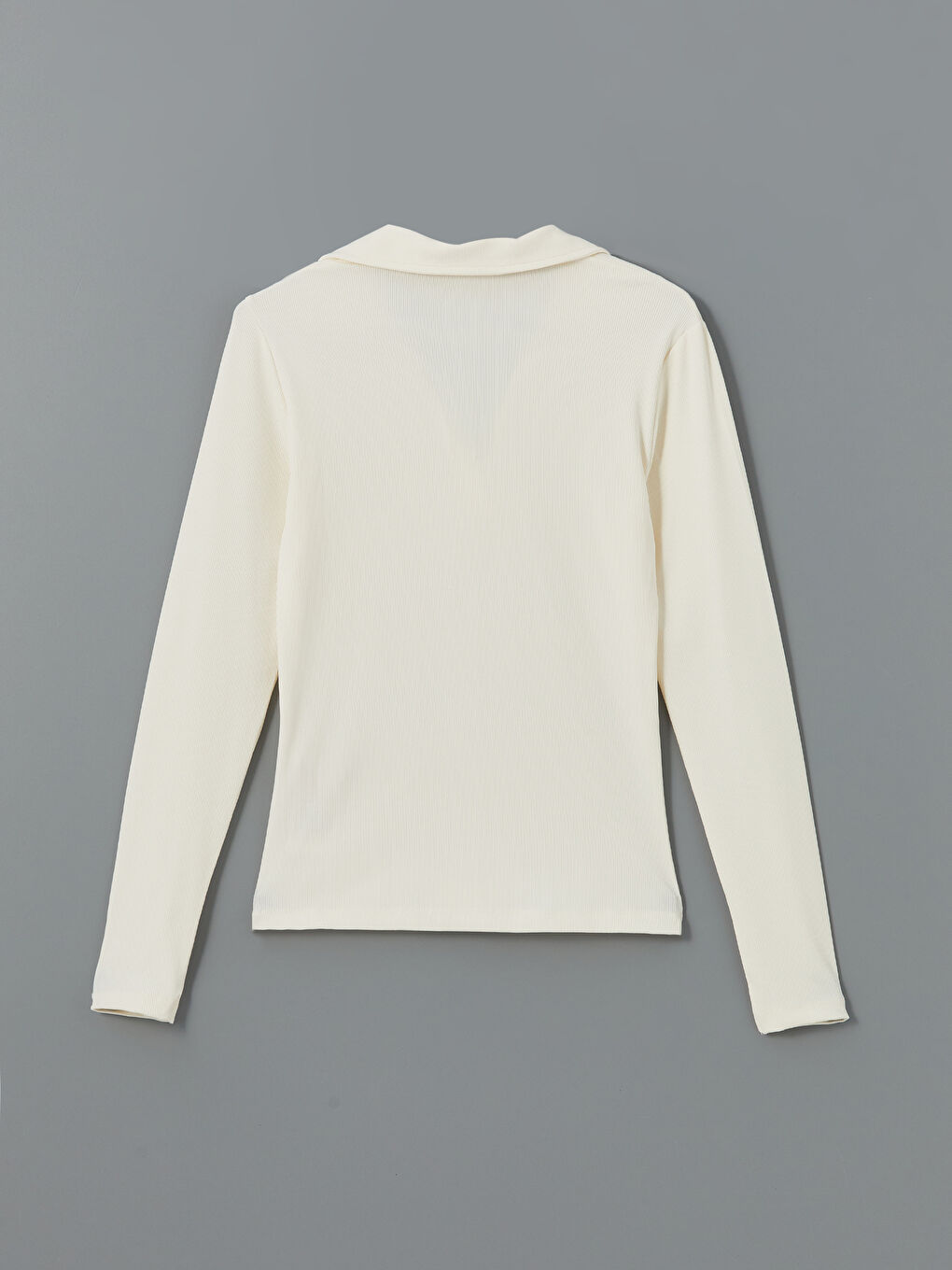 Polo Neck Long Sleeve Textured Women's Body-5