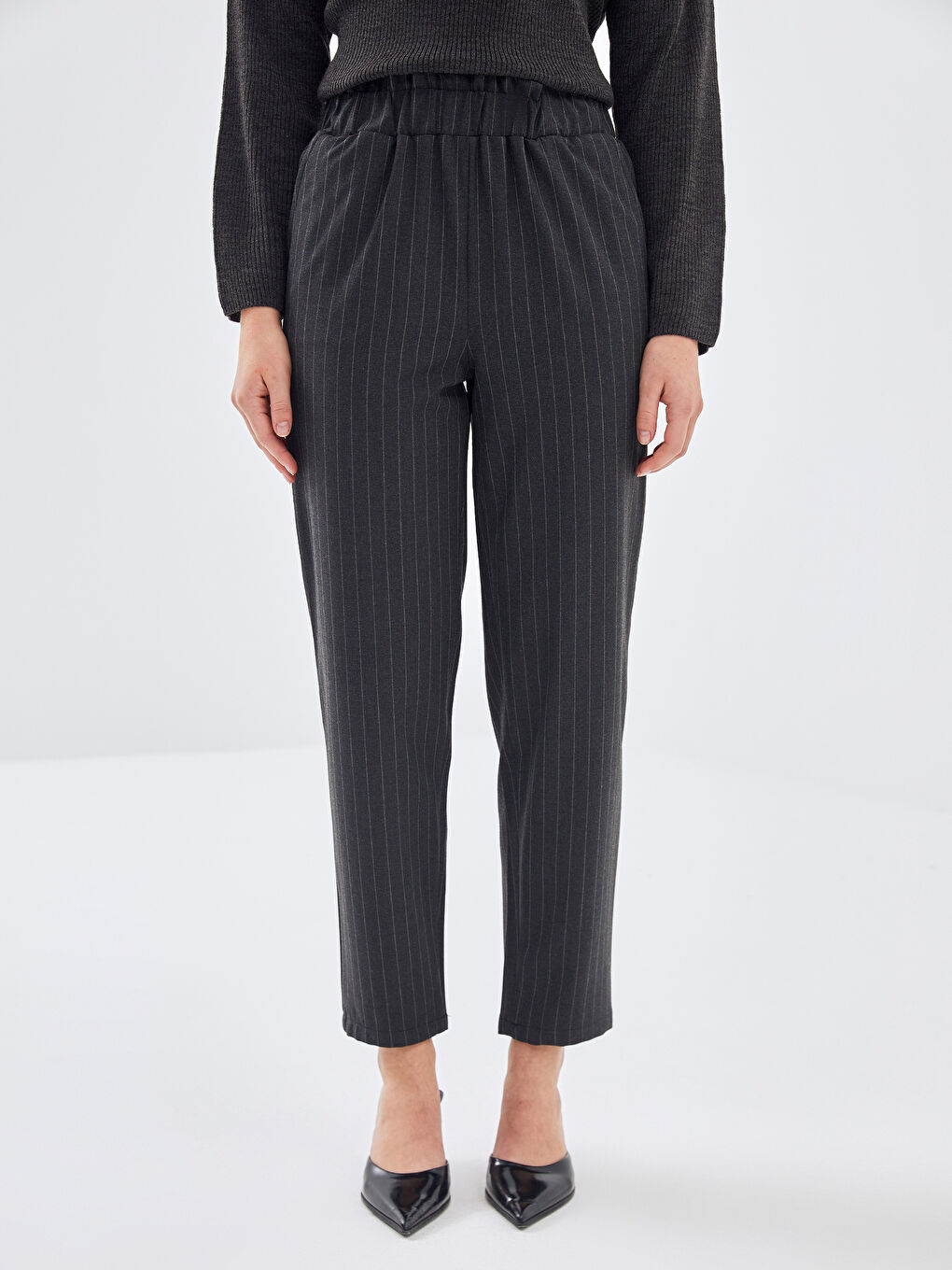 LCW Vision Elastic Waist Striped Women's Trousers -W4IC05Z8-LFY
