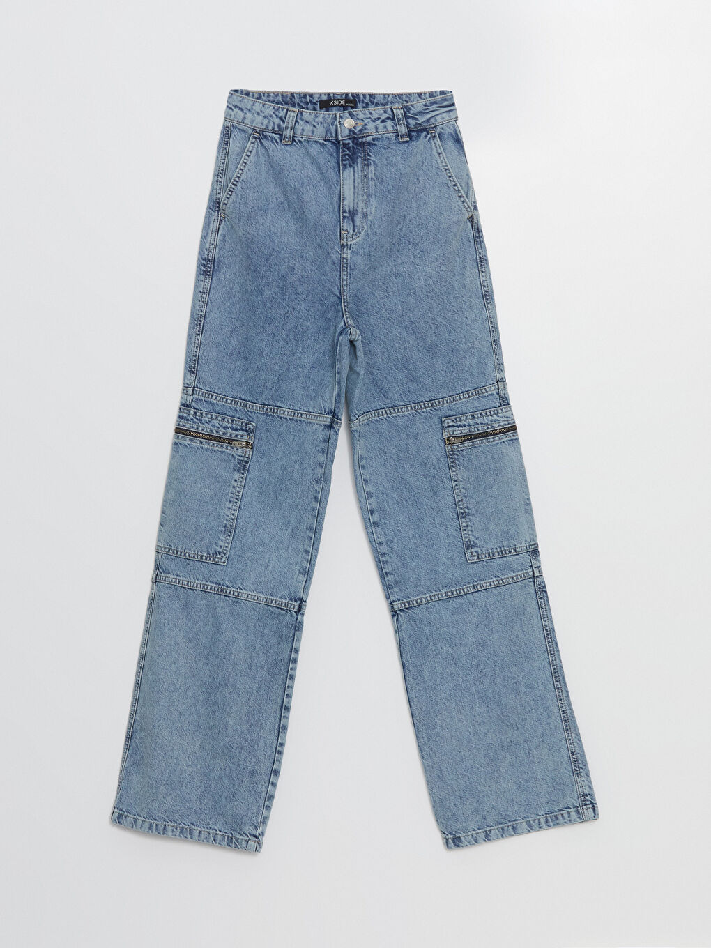 XSIDE Açık Mavi Standart Fit Kadın Kargo Jean Pantolon - 4