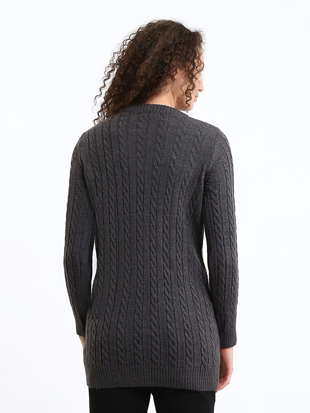 Crew Neck Self-Patterned Women's Knitwear Sweater-4