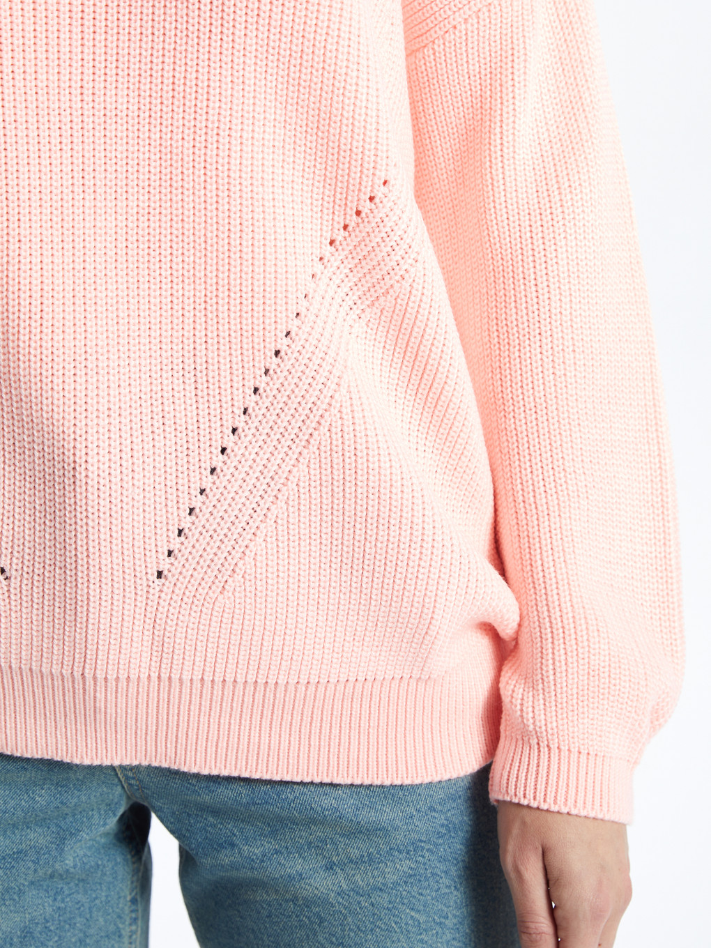 V-neck Hole-knitted Long Sleeve Women's Knitwear Sweater-2