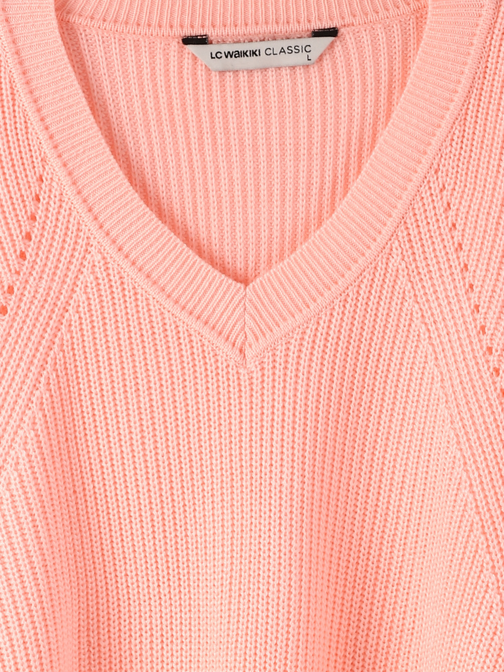 V-neck Hole-knitted Long Sleeve Women's Knitwear Sweater-6