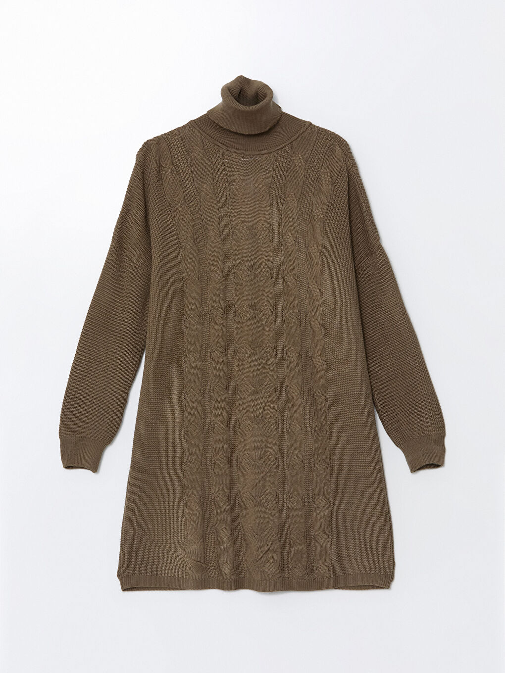 Turtleneck Self Patterned Oversize Women's Knitwear Tunic -W4IC54Z8-GMZ