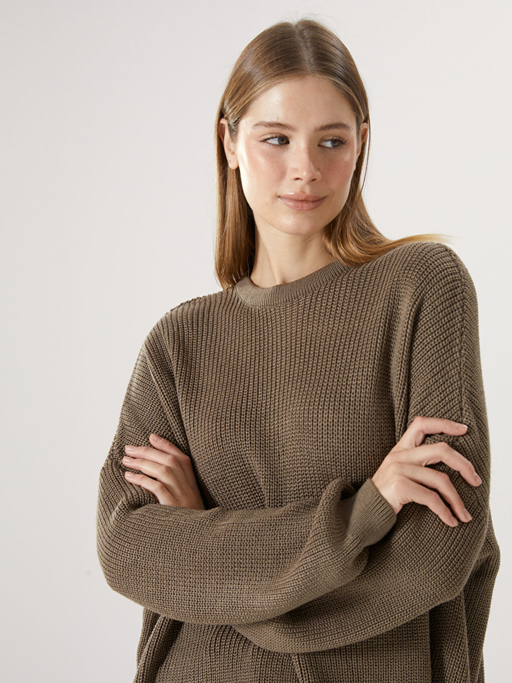 Crew Neck Women's Knitwear Sweater -W4IC57Z8-GMZ