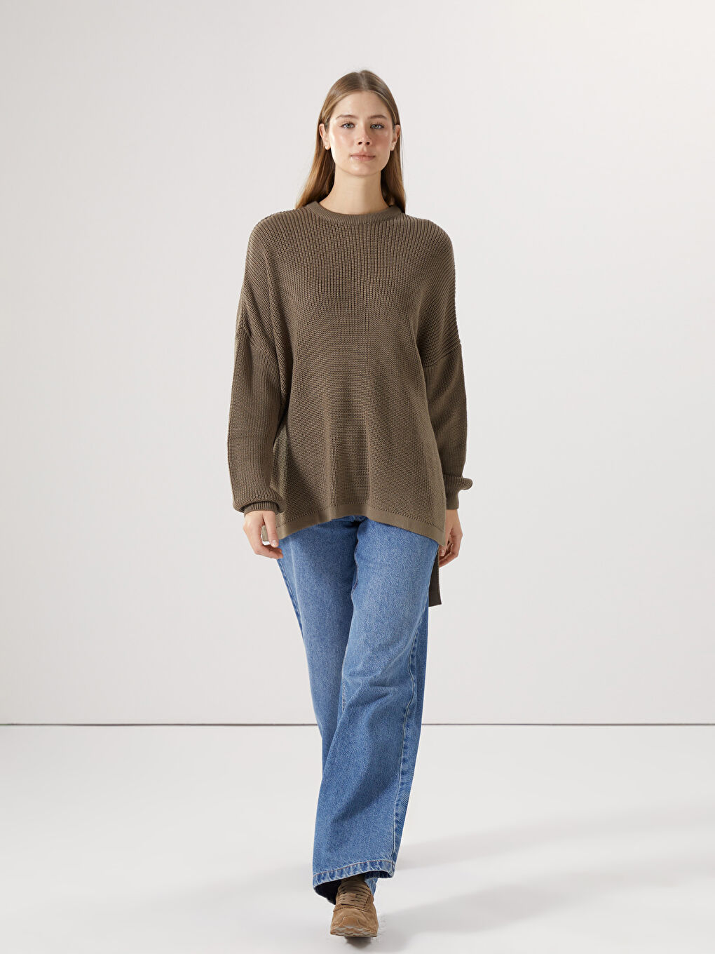 Crew Neck Women's Knitwear Sweater -W4IC57Z8-GMZ
