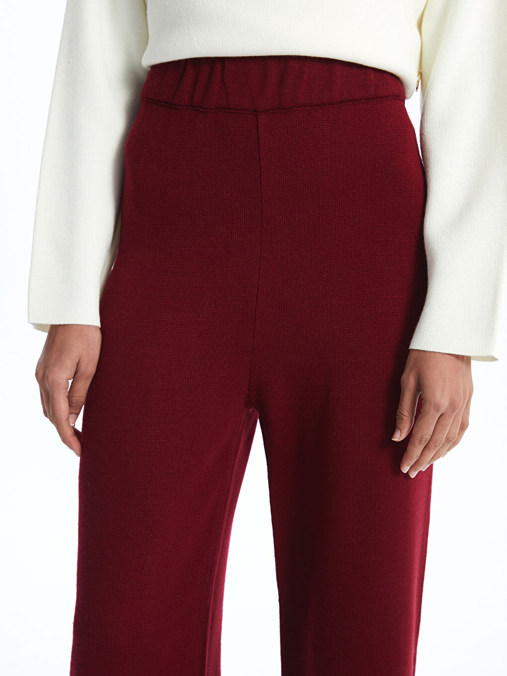 بنطلون تريكو بخصر مرن للسيدات-1