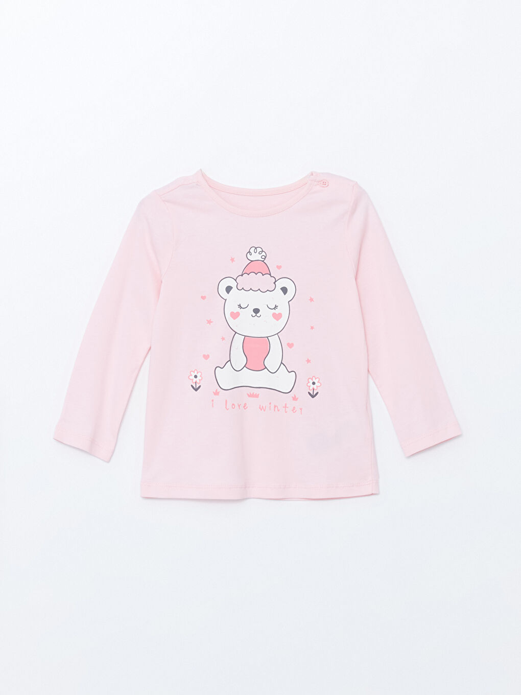 Crew Neck Printed Baby Girls' Pyjama Set-1