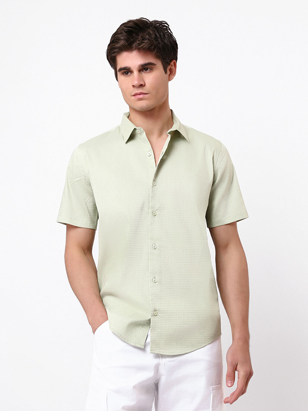 Chemise pour Hommes à Manches Courtes Coupe Régulière
