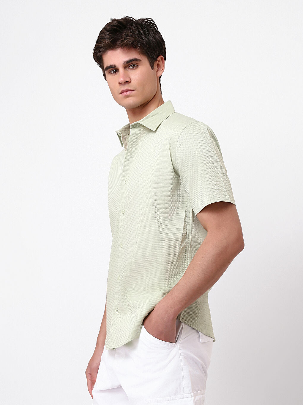 Chemise pour Hommes à Manches Courtes Coupe Régulière-3