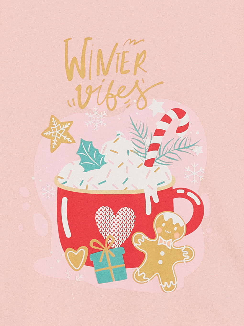 Қыздарға арналған дөңгелек жағалы принтті ұзын жең пижама жинағы-2