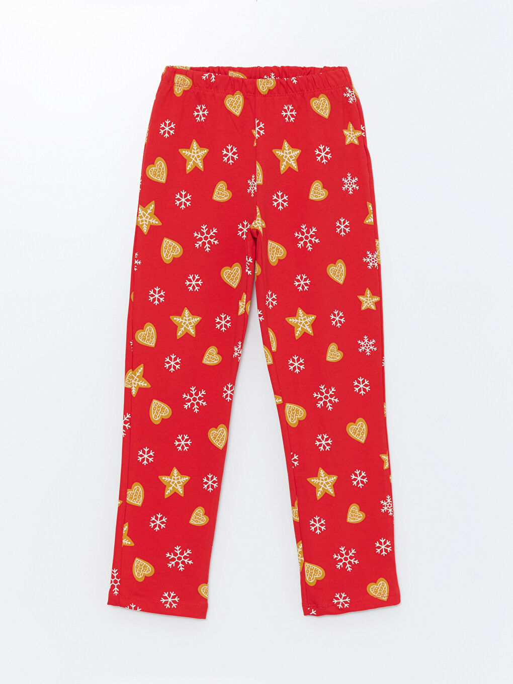 Қыздарға арналған дөңгелек жағалы принтті ұзын жең пижама жинағы-4