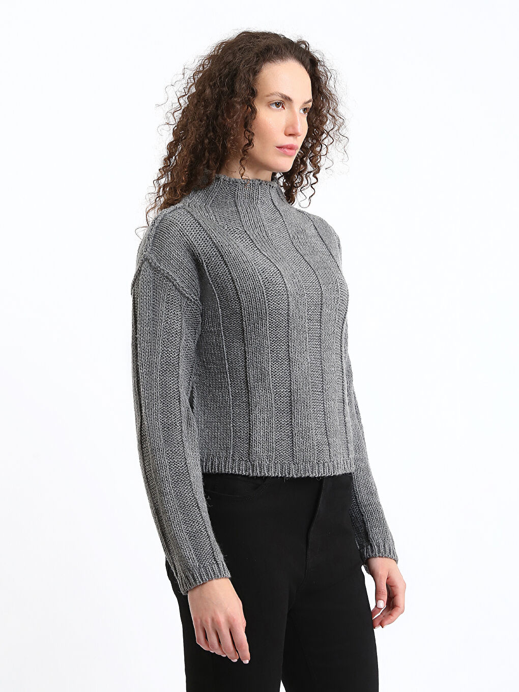 Half Turtleneck Women's Sweater-3