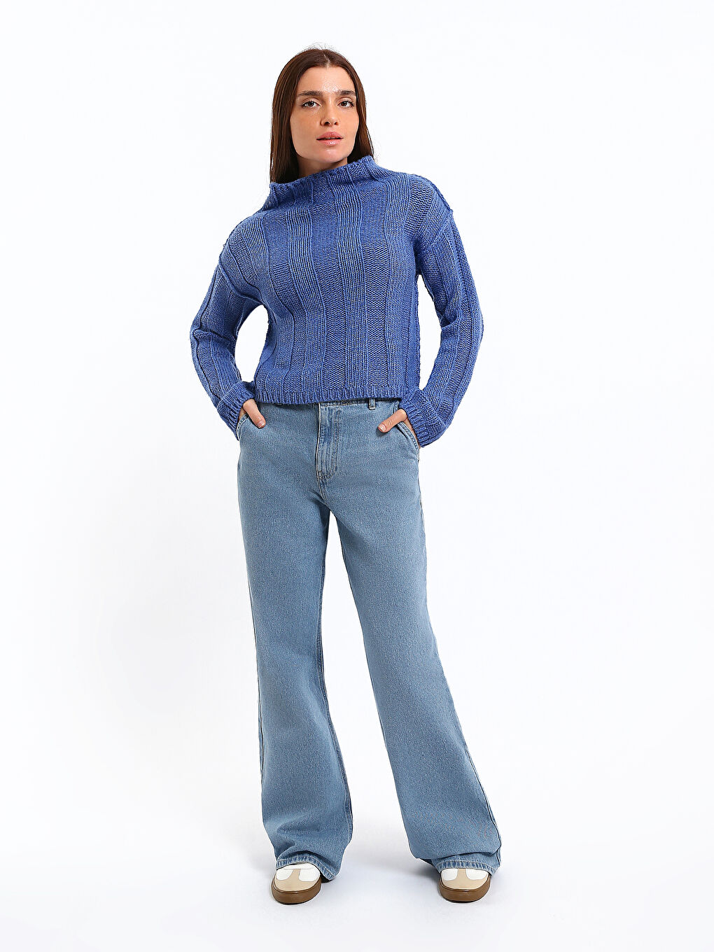Half Turtleneck Women's Sweater-1