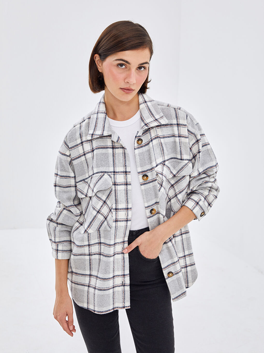 Plaid Oversize Women's Shirt Jacket